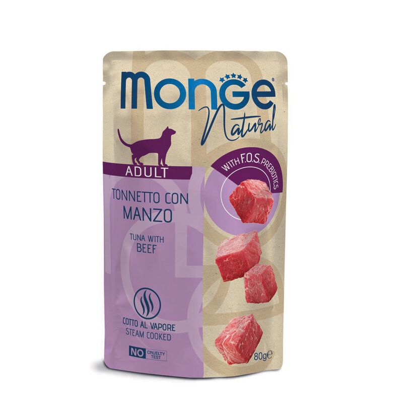 Monge Natural Cat Adult Pezzetti di Tonnetto con Manzo 80 gr