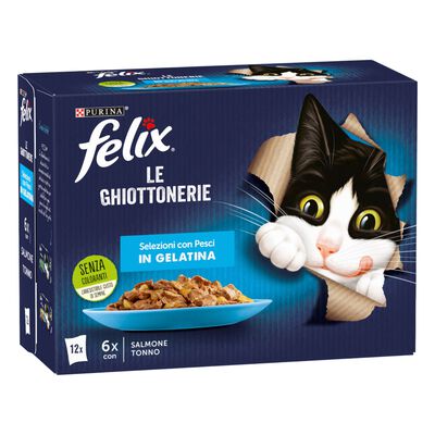 Felix Le Ghiottonerie Cat Selezioni con pesci Salmone con Tonno 12 x 85 gr