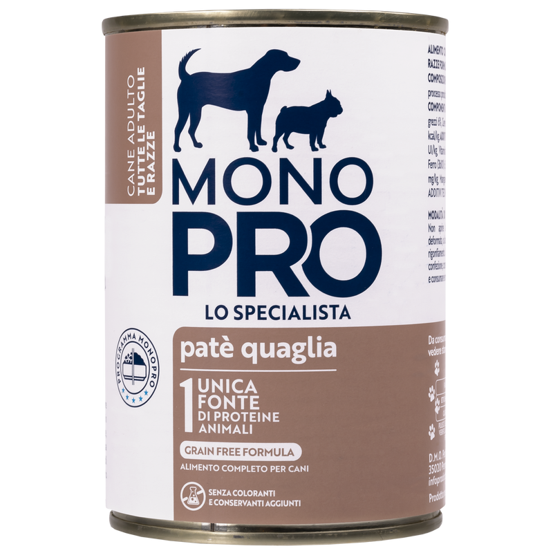 Monopro Dog Adult All breeds Pat&egrave; Quaglia 400 gr
