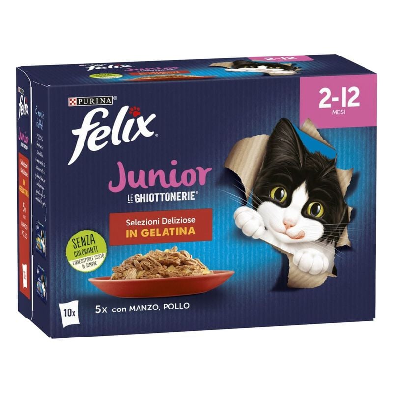 Felix Le Ghiottonerie Kitten Selezioni Deliziose Manzo e Pollo 12 x 85 gr
