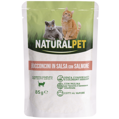 Naturalpet Cat Adult Bocconcini in salsa con Salmone 85gr