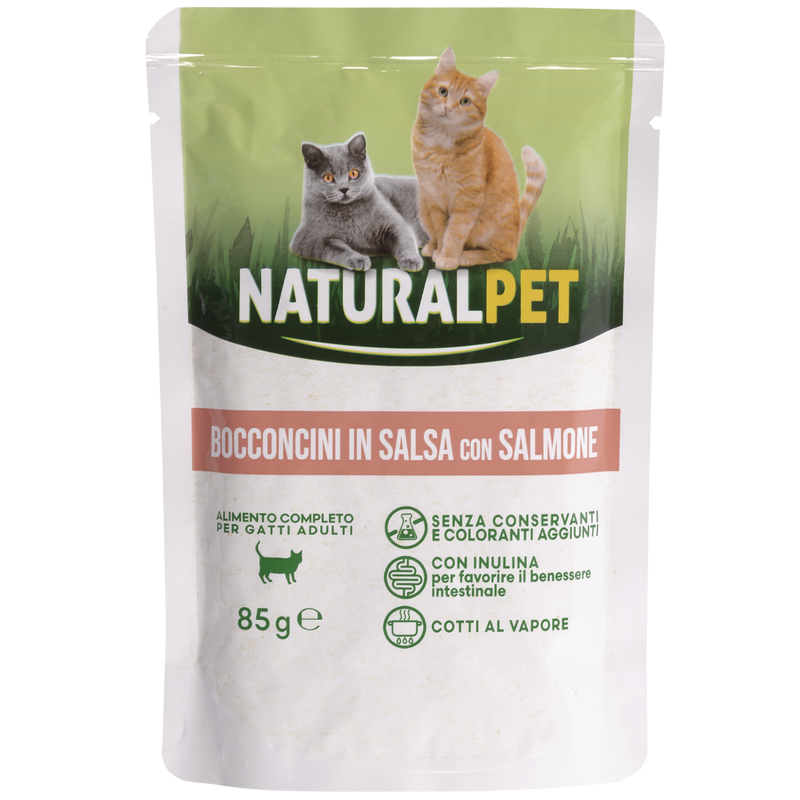 Naturalpet Cat Adult Bocconcini in salsa con Salmone 85gr