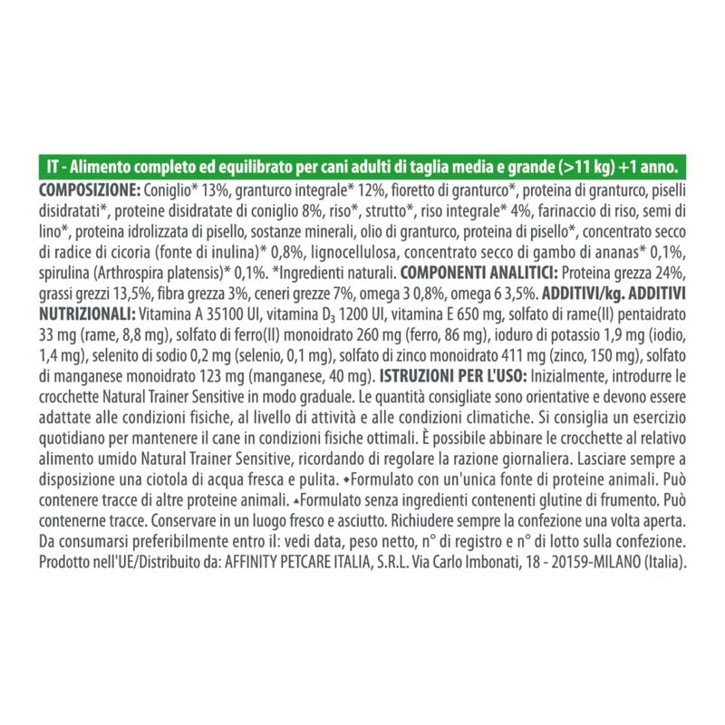Natural Trainer Dog Adult Medium&Maxi Sensitive Gluten Free con Coniglio 12 kg