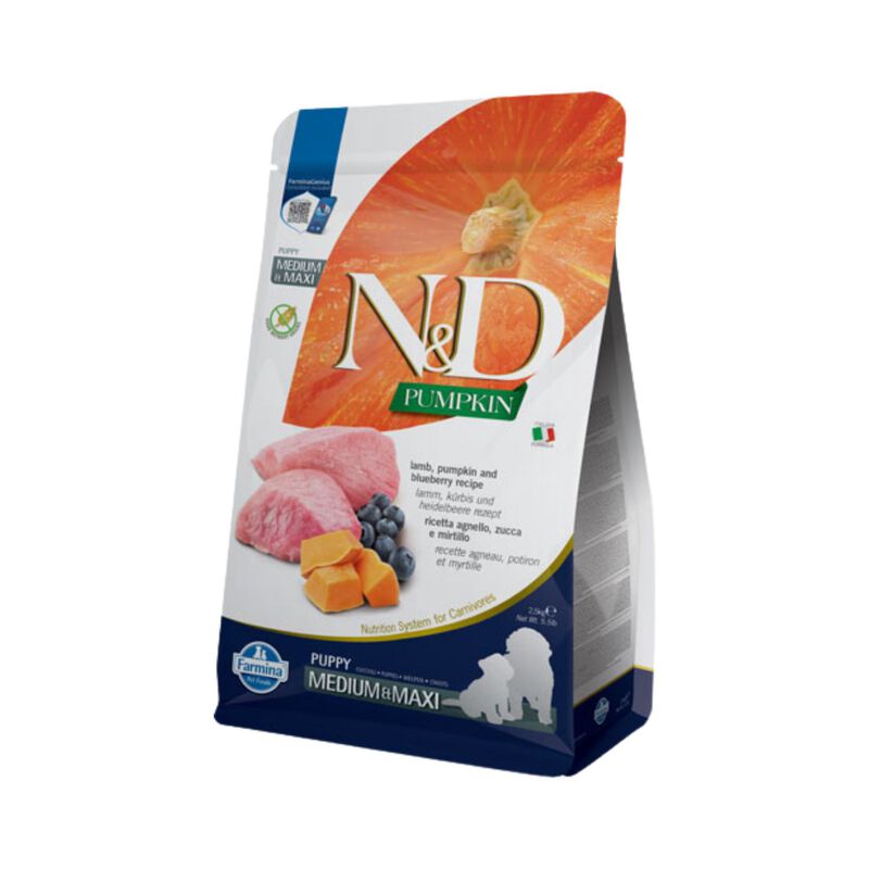 N&D Farmina Pumpkin Dog Puppy Medium & Maxi Agnello e Mirtillo 2,5 kg