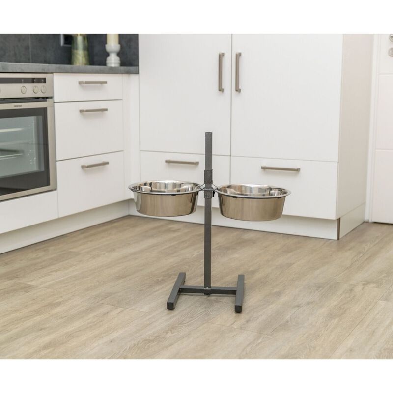 Trixie Bar per Cani con Supporto alzaciotole regolabile in altezza e 2 ciotole acciaio 2,8 lt