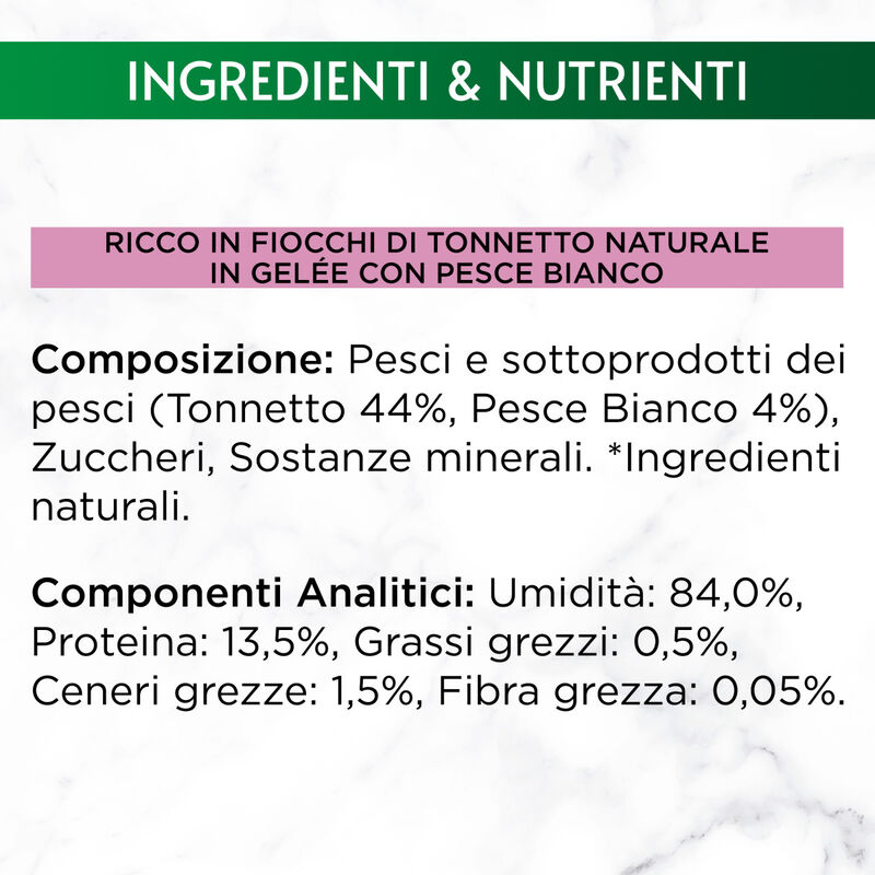 Gourmet Nature's Creation Fiocchi di Tonnetto in gel&eacute;e con Pesce bianco 70gr