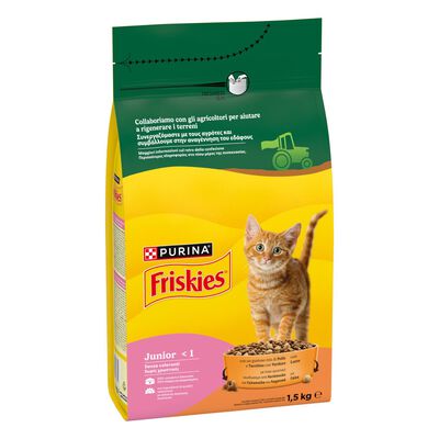Friskies Cat Junior con Pollo, Tacchino, Latte e Verdure 1,5 kg