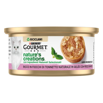 Gourmet Nature's Creation Fiocchi di Tonnetto in gel&eacute;e con Pesce bianco 70gr