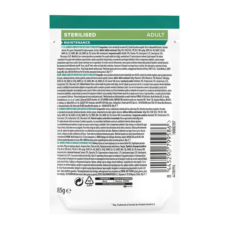 Purina Pro Plan Cat Adult Sterilised Maintenance con Manzo in Salsa 85 gr
