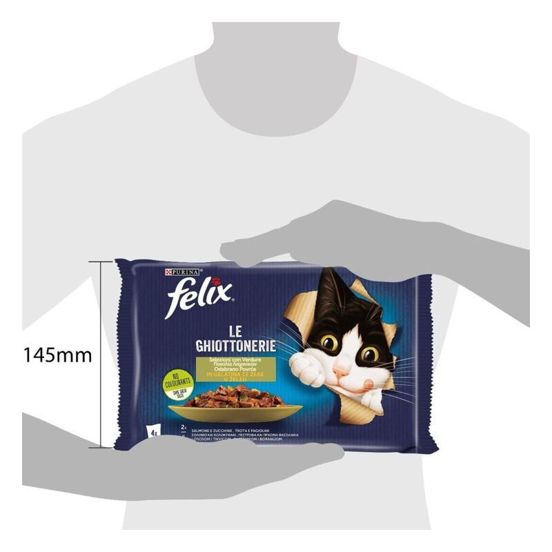 Felix Le Ghiottonerie Selezioni con verdure Salmone&zucchine e Trota&fagiolini 4 pz x 85 gr