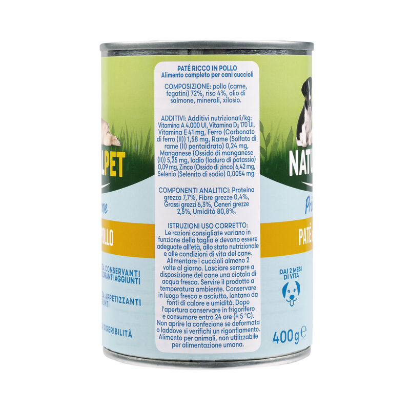 Naturalpet Prime Orme Puppy Pat&eacute; ricco in Pollo 400gr