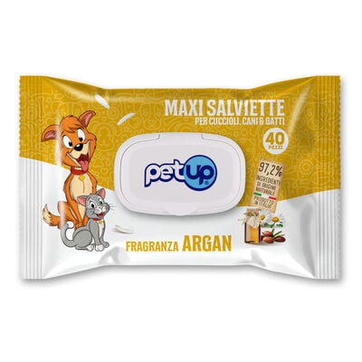 Petup Maxi Salviette per cuccioli, cani e gatti all'Argan 40 pz