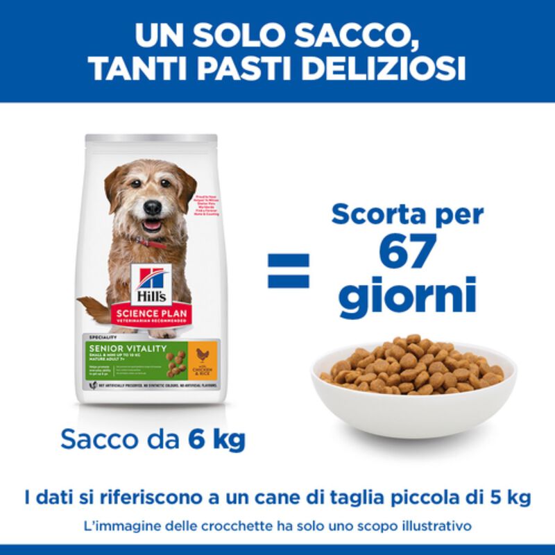 Hill's Science Plan Dog Senior Vitality Small & Mini Mature Adult 7+ al Pollo e Riso 1,5 kg 