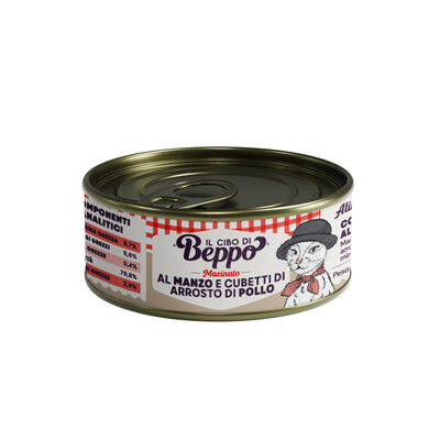 Il Cibo di Beppo Cat Steril Adult Macinato al manzo con arrosto di pollo 85gr