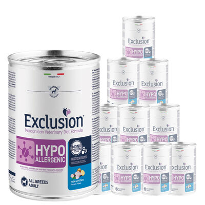 Exclusion Monoprotein Veterinary Diet Dog Hypoallergenic Pesce e Patate 400 gr