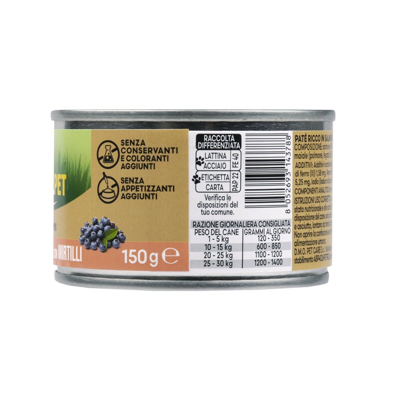 Naturalpet Premium Dog Adult Pat&eacute; ricco in Salmone con mirtilli 150 gr