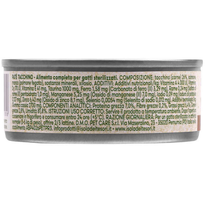 Naturalpet Cat Sterilised Pat&eacute; al tacchino 85gr