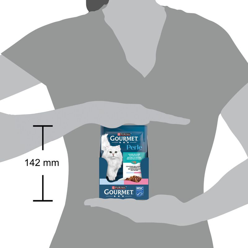 Gourmet Perle Cat Adult con Pesce dell'Oceano e Gamberetti 85 gr