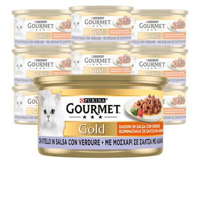 Gourmet Gold Cat Adult Dadini in Salsa con Vitello e Verdure 85 gr