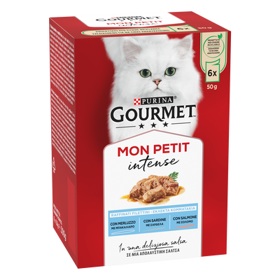 Gourmet Mon Petit Cat Adult con Merluzzo, Sardine, Salmone 6 x 50 gr