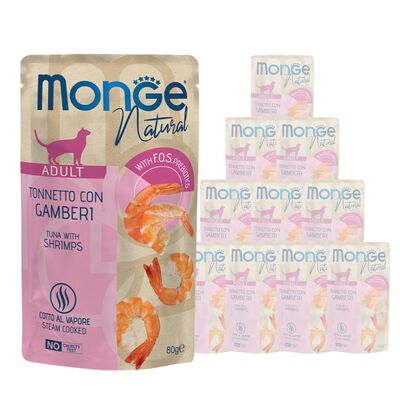 Monge Natural Cat Adult Pezzetti di Tonnetto con Gamberi 80 gr