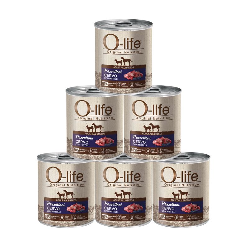 O-life Dog Adult All breeds Pezzettoni Cervo con mirtilli 400gr