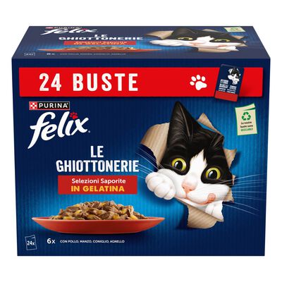Felix Le Ghiottonerie Cat Adult con Manzo Pollo Coniglio e Agnello 24 x 85 gr