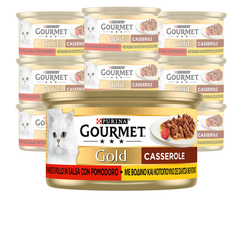 Gourmet Gold Cat Adult Casserole con Manzo, Pollo e Pomodoro 85 gr