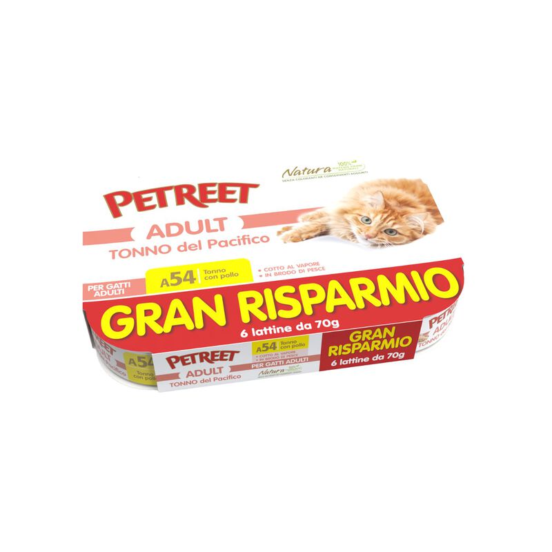 Petreet Cat Tonno del pacifico Tonno con pollo 6x70 gr