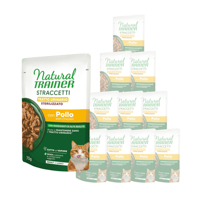 Natural Trainer Tratto urinario Straccetti con Pollo per Gatti Sterilizzati 70gr