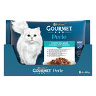 Gourmet Perle Cat Piaceri del mare con Salmone, Platessa, Tonno e Pesce dell'Oceano 4pzx85gr