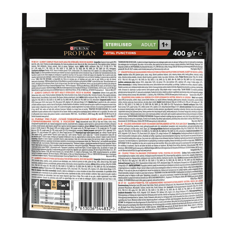 Purina Pro Plan Vital Functions Cat Adult 1+Sterilised Salmone 400 gr