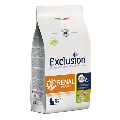 Exclusion Monoprotein Veterinary Diet Renal Cat Maiale con Piselli e Riso 1,5 kg