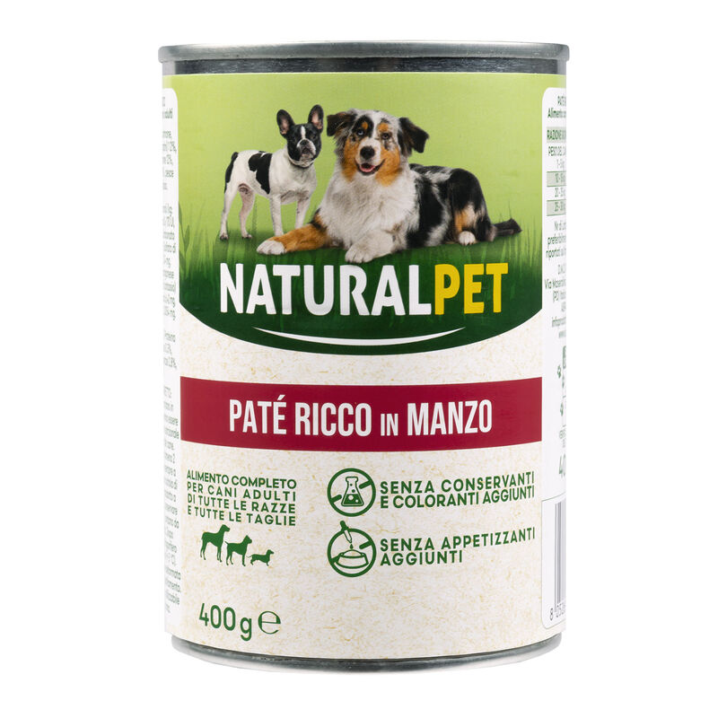 Naturalpet Dog Adult Pat&egrave; ricco in Manzo 400 gr