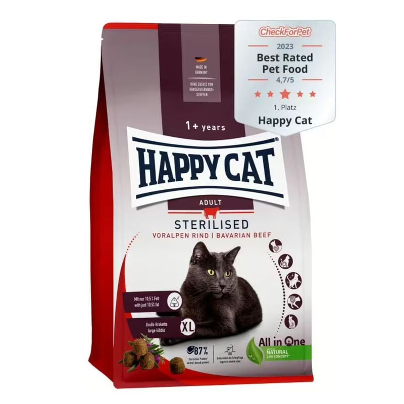 Happy Cat Sterilised Adult Bavarian con Manzo 4 kg