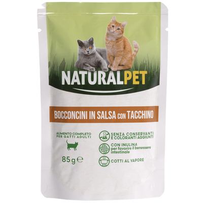 Naturalpet Cat Adult Bocconcini in salsa con Tacchino 85gr
