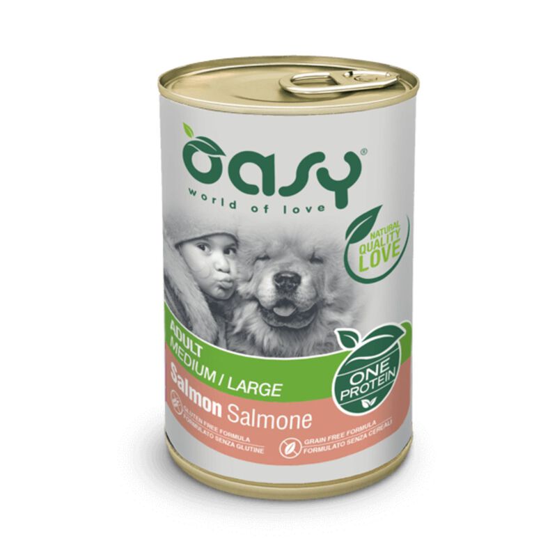 Oasy Dog Adult Medium Large One Protein Salmone Lattina 400 gr