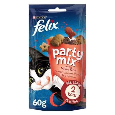 Felix Party Mix Snack per gatti Mixed Grill con Manzo Pollo e Salmone 60 gr