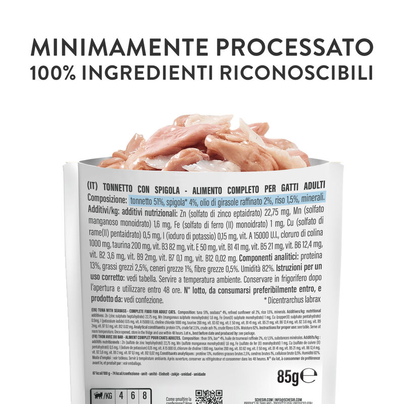 Schesir Cat Adult Tonnetto con Spigola 85 gr