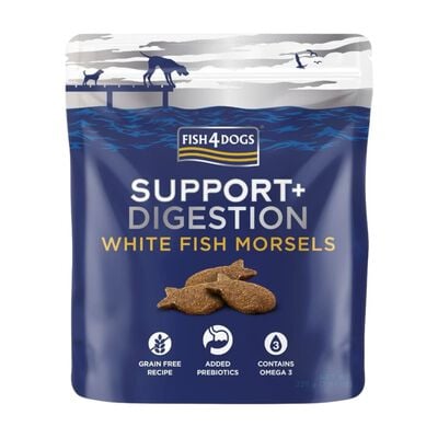 Fish4Dogs Dog Support + Digestion White Fish Morsels 225 gr