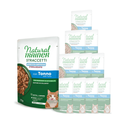 Natural Trainer Appetito difficile Straccetti con Tonno per Gatti Sterilizzati 70gr