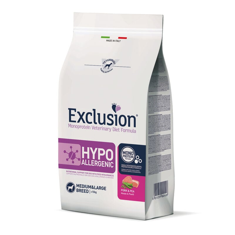Exclusion Monoprotein Veterinary Diet Dog Medium Large Hypoallergenic Maiale e Piselli 12 Kg