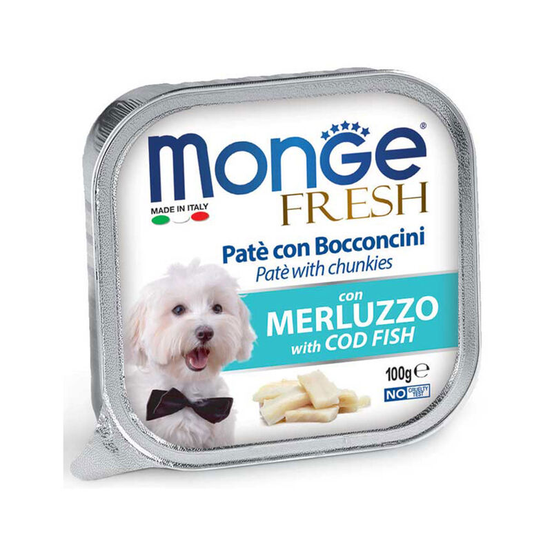 Monge Fresh Dog Pat&egrave; con Bocconcini Merluzzo 100 gr