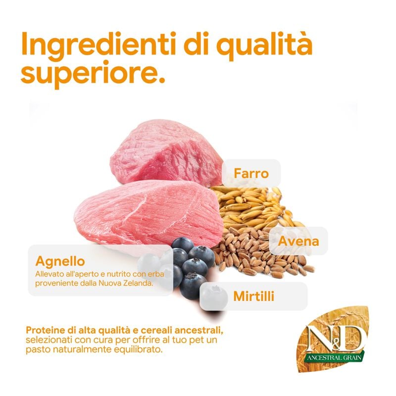 N&D Farmina Ancestral Grain Puppy Medium & Maxi Agnello e Mirtillo 2,5 kg