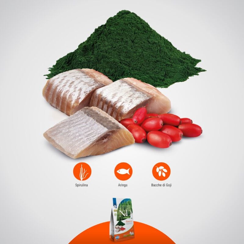 Farmina N&D Spirulina Dog Adult Medium&Large Aringa Spirulina e Bacche di Goji 7 kg