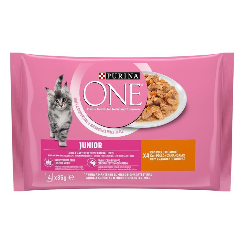 Purina One Kitten con Pollo e Carote 4 pz x 85 gr
