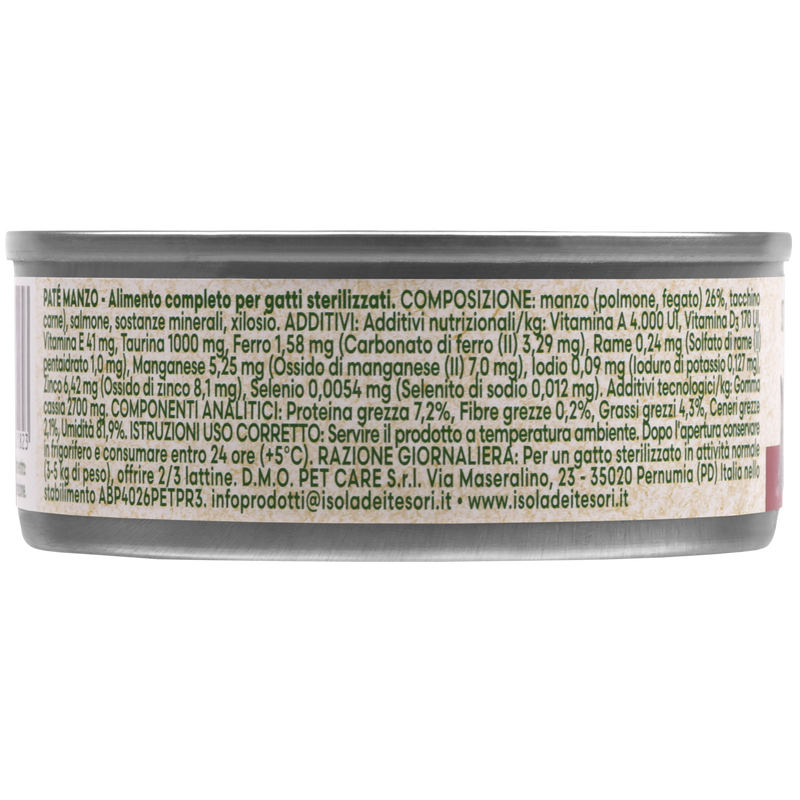 Naturalpet Cat Sterilised Pat&eacute; Manzo 85gr