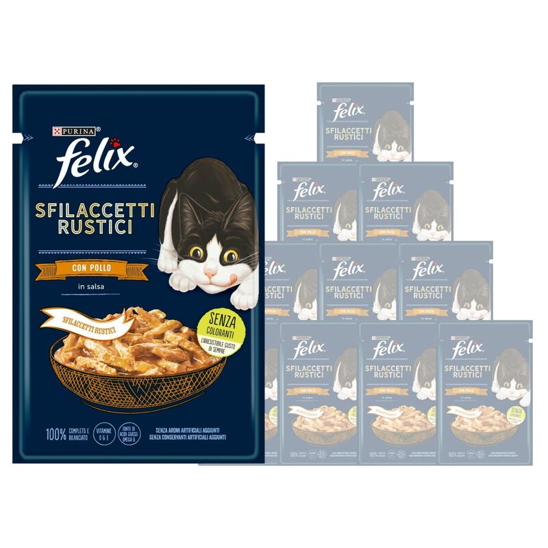 Purina Felix Sfilaccetti Rustici Cat Adult con Pollo 85 gr