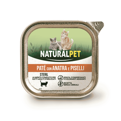Naturalpet Cat Sterilised pat&eacute; con anatra e piselli 100gr