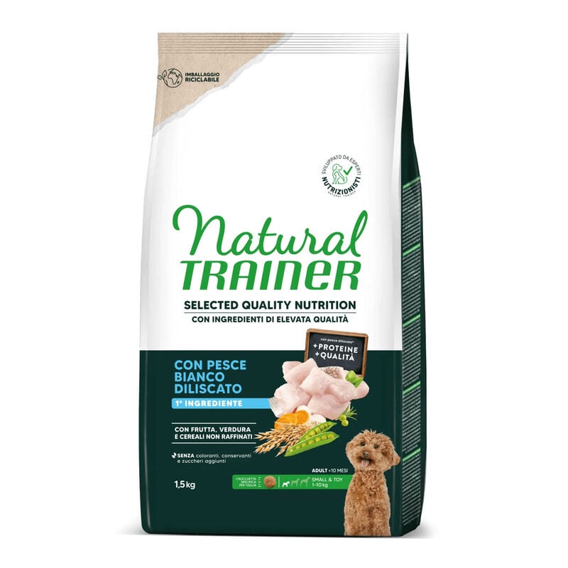 Natural Trainer Selected Quality Nutrition Dog Adult Mini con Pesce bianco 1.5kg